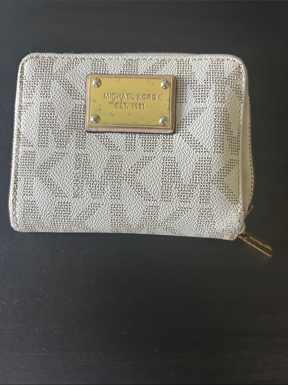 Michael Kors Gold Tone Logo Plaque Metallic Wallet
